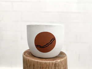 small hand-painted pot river design