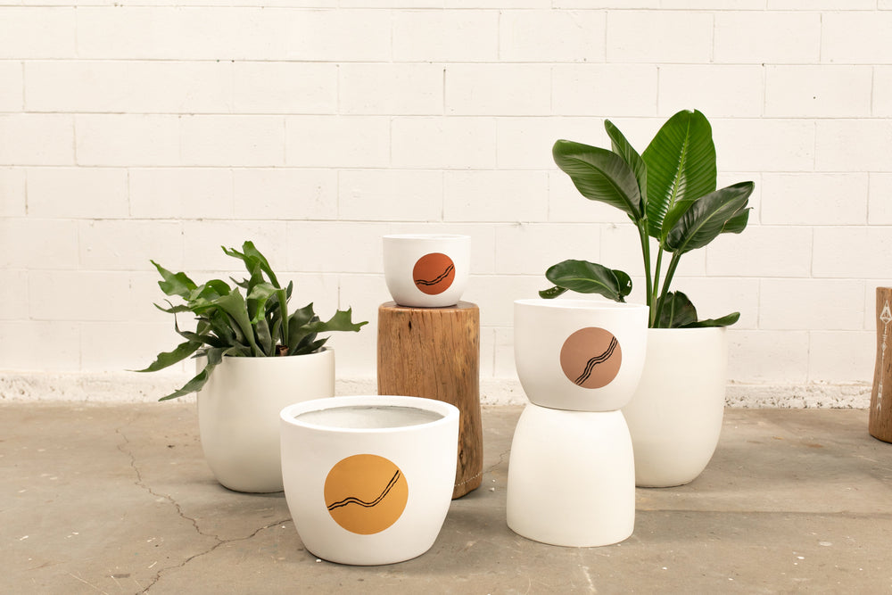 
            
                Load image into Gallery viewer, hand-painted pots river design
            
        