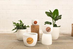 hand-painted pots river design