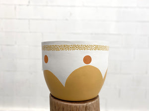hand-painted pot sunburnt country design