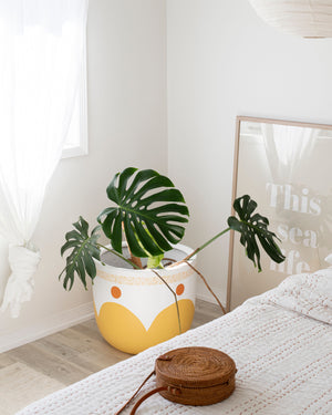 hand-painted pot sunburnt country design